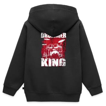 Batterie batterie batteur - Sweat Premium à capuche zippé enfant bio - noir - Dos - AI Model Kid Male (0cm)