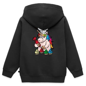 Einhorn Cupcake Bäckerin Backen Backwaren - Kinder Premium Organic Zip Hoodie - Schwarz - Hinten - AI Model Kid Male (0cm)