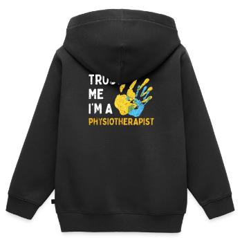 Physiotherapie Vertrauen - Kinder Premium Organic Zip Hoodie - Schwarz - Hinten - AI Model Kid Male (0cm)