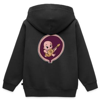 Schwangerschaft Mutter Geburt Baby Gitarre - Kinder Premium Organic Zip Hoodie - Schwarz - Hinten - AI Model Kid Male (0cm)