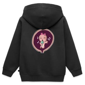 Grossesse mère naissance bébé chanteur musicien - Sweat Premium à capuche zippé enfant bio - noir - Dos - AI Model Kid Male (0cm)