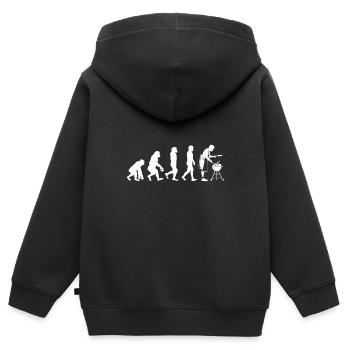 Evolution Barbecue - Kinder Premium Organic Zip Hoodie - Schwarz - Hinten - AI Model Kid Male (0cm)