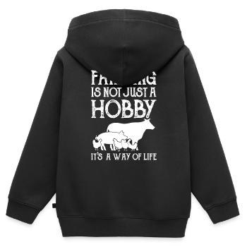 Farmer Farmer Farmer - Kids Premium Organic Zip-up Hoodie - black - Back - AI Model Kid Male (0cm)