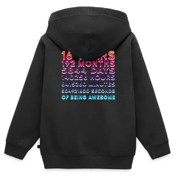 16 ans - Sweat Premium à capuche zippé enfant bio - noir - Dos - AI Model Kid Male (0cm)
