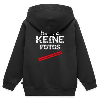 Bitte keine Fotos-Ich bin Krank geschrieben Spruch - Kinder Premium Organic Zip Hoodie - Schwarz - Hinten - AI Model Kid Male (0cm)