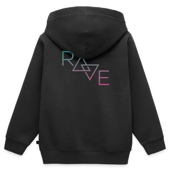 RAVER T-Shirt - Kinder Premium Organic Zip Hoodie - Schwarz - Hinten - AI Model Kid Male (0cm)