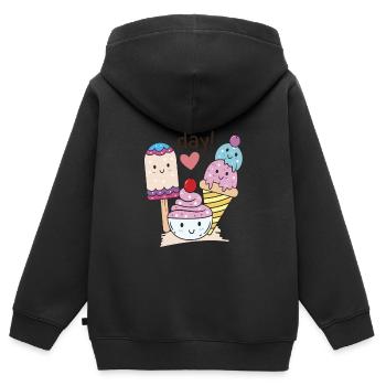 FUN DAY! - Kinder Premium Organic Zip Hoodie - Schwarz - Hinten - AI Model Kid Male (0cm)