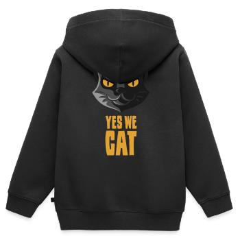 Yes We Cat, katze haustier katzen yes we can - Kinder Premium Organic Zip Hoodie - Schwarz - Hinten - AI Model Kid Male (0cm)