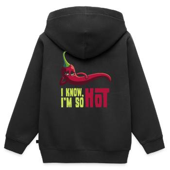 Je suis si chaud, piment cadeau épicé - Sweat Premium à capuche zippé enfant bio - noir - Dos - AI Model Kid Male (0cm)