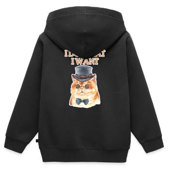 Katzen Rebellion - Kinder Premium Organic Zip Hoodie - Schwarz - Hinten - AI Model Kid Male (0cm)