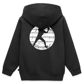 Football - Kinder Premium Organic Zip Hoodie - Schwarz - Hinten - AI Model Kid Male (0cm)