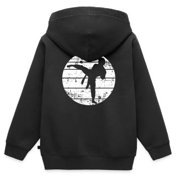 Sports de combat - Sweat Premium à capuche zippé enfant bio - noir - Dos - AI Model Kid Male (0cm)