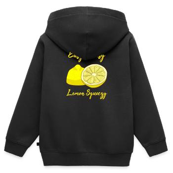 Zitrone - Kinder Premium Organic Zip Hoodie - Schwarz - Hinten - AI Model Kid Male (0cm)