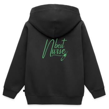Aide-soignante - Sweat Premium à capuche zippé enfant bio - noir - Dos - AI Model Kid Male (0cm)