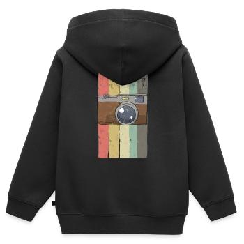 camera - Kids Premium Organic Zip-up Hoodie - black - Back - AI Model Kid Male (0cm)