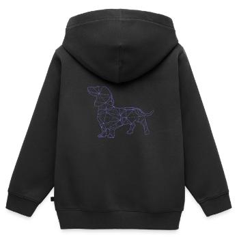 teckel - Sweat Premium à capuche zippé enfant bio - noir - Dos - AI Model Kid Male (0cm)