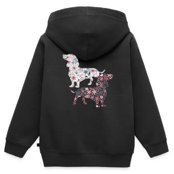 Dackel Haustier - Kinder Premium Organic Zip Hoodie - Schwarz - Hinten - AI Model Kid Male (0cm)