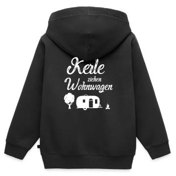 Echte Kerle ziehen Wohnwagen - Kinder Premium Organic Zip Hoodie - Schwarz - Hinten - AI Model Kid Male (0cm)