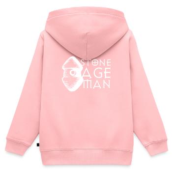 Steinzeit Mann T-Shirt & Geschenkidee - Kinder Premium Organic Zip Hoodie - Rosa - Hinten - AI Model Kid Female (0cm)