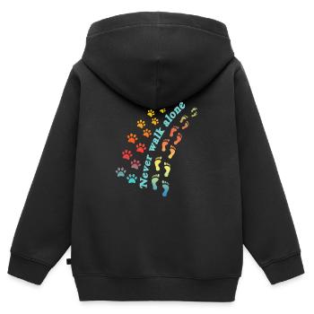 Doggie dog leash dog lover animal gift - Kids Premium Organic Zip-up Hoodie - black - Back - AI Model Kid Male (0cm)