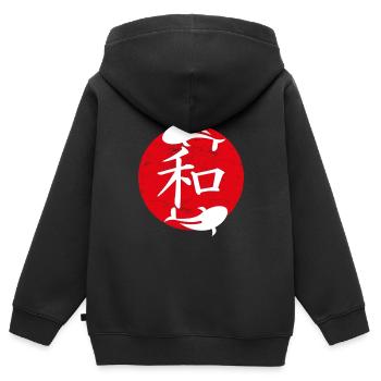 Frieden japanische Kunst - Kinder Premium Organic Zip Hoodie - Schwarz - Hinten - AI Model Kid Male (0cm)