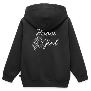 Pferd Girl - Kinder Premium Organic Zip Hoodie - Schwarz - Hinten - AI Model Kid Male (0cm)