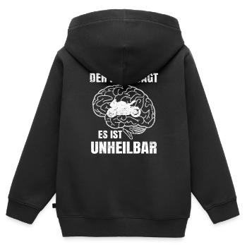 Unheilbar Motorrad Mopped Motor Race Mopped Schnel - Kinder Premium Organic Zip Hoodie - Schwarz - Hinten - AI Model Kid Male (0cm)