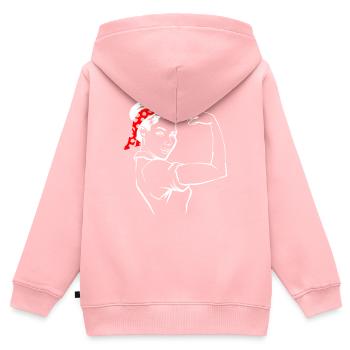 Starke Frau - Kinder Premium Organic Zip Hoodie - Rosa - Hinten - AI Model Kid Female (0cm)