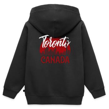 Canada Toronto - Sweat Premium à capuche zippé enfant bio - noir - Dos - AI Model Kid Male (0cm)