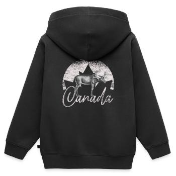 Kanada - Kinder Premium Organic Zip Hoodie - Schwarz - Hinten - AI Model Kid Male (0cm)