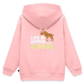 Elch - Kinder Premium Organic Zip Hoodie - Rosa - Hinten - AI Model Kid Female (0cm)
