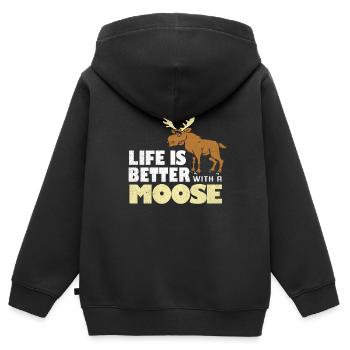 Elch - Kinder Premium Organic Zip Hoodie - Schwarz - Hinten - AI Model Kid Male (0cm)