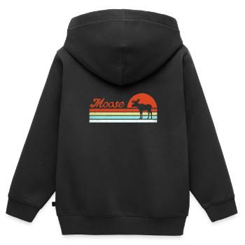 Elch - Kinder Premium Organic Zip Hoodie - Schwarz - Hinten - AI Model Kid Male (0cm)