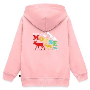 Elch - Kinder Premium Organic Zip Hoodie - Rosa - Hinten - AI Model Kid Female (0cm)