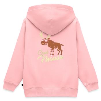 Elch - Kinder Premium Organic Zip Hoodie - Rosa - Hinten - AI Model Kid Female (0cm)