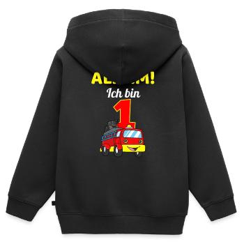 1. Geburtstag Feuerwehr Feuerwehrauto Kind - Kinder Premium Organic Zip Hoodie - Schwarz - Hinten - AI Model Kid Male (0cm)