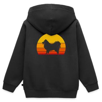Japan Spitz - Kinder Premium Organic Zip Hoodie - Schwarz - Hinten - AI Model Kid Male (0cm)