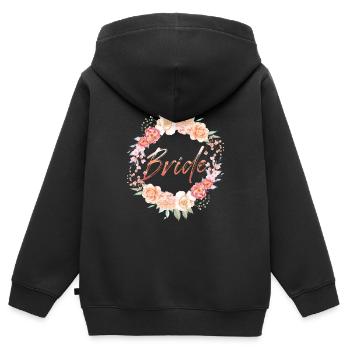 Mariage de mariée - Sweat Premium à capuche zippé enfant bio - noir - Dos - AI Model Kid Male (0cm)