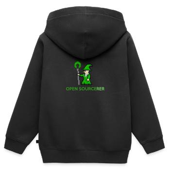 Open Source Sorcerer Programmierer T-Shirt - Kinder Premium Organic Zip Hoodie - Schwarz - Hinten - AI Model Kid Male (0cm)