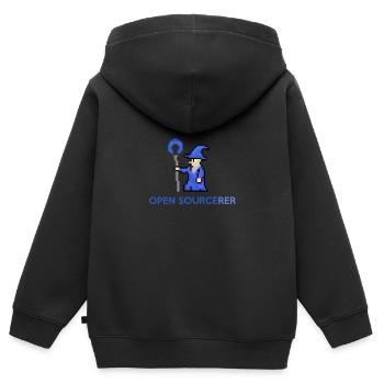 Tee-shirt programmeur sorcier open source - Sweat Premium à capuche zippé enfant bio - noir - Dos - AI Model Kid Male (0cm)