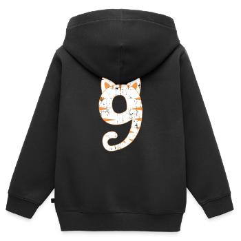 Cat 9th birthday - Kids Premium Organic Zip-up Hoodie - black - Back - AI Model Kid Male (0cm)