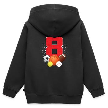 8. Geburtstag Sport Junge - Kinder Premium Organic Zip Hoodie - Schwarz - Hinten - AI Model Kid Male (0cm)