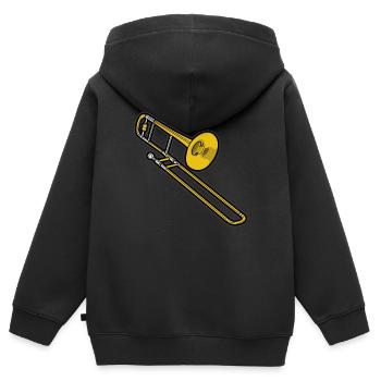 Tromboniste musicien Blechbläser Tenor Alt - Sweat Premium à capuche zippé enfant bio - noir - Dos - AI Model Kid Male (0cm)