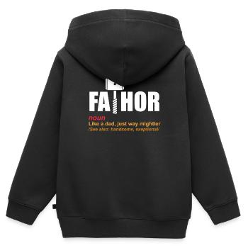 Vater - Kinder Premium Organic Zip Hoodie - Schwarz - Hinten - AI Model Kid Male (0cm)