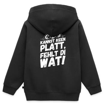 Plattdeutsch Spruch Sprüche Norddeutschland Platt - Kinder Premium Organic Zip Hoodie - Schwarz - Hinten - AI Model Kid Male (0cm)