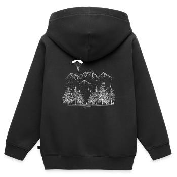 Paragliding Gebirge - Kinder Premium Organic Zip Hoodie - Schwarz - Hinten - AI Model Kid Male (0cm)