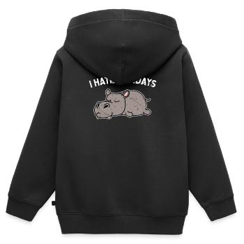 Nilpferd - Kinder Premium Organic Zip Hoodie - Schwarz - Hinten - AI Model Kid Male (0cm)