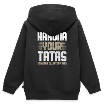 Funny Sayings Funny Funny - Kids Premium Organic Zip-up Hoodie - black - Back - AI Model Kid Male (0cm)