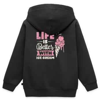 Crème glacée au soleil d'été - Sweat Premium à capuche zippé enfant bio - noir - Dos - AI Model Kid Male (0cm)