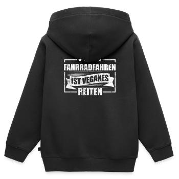 Fahrradfahrer Veganer - Kinder Premium Organic Zip Hoodie - Schwarz - Hinten - AI Model Kid Male (0cm)